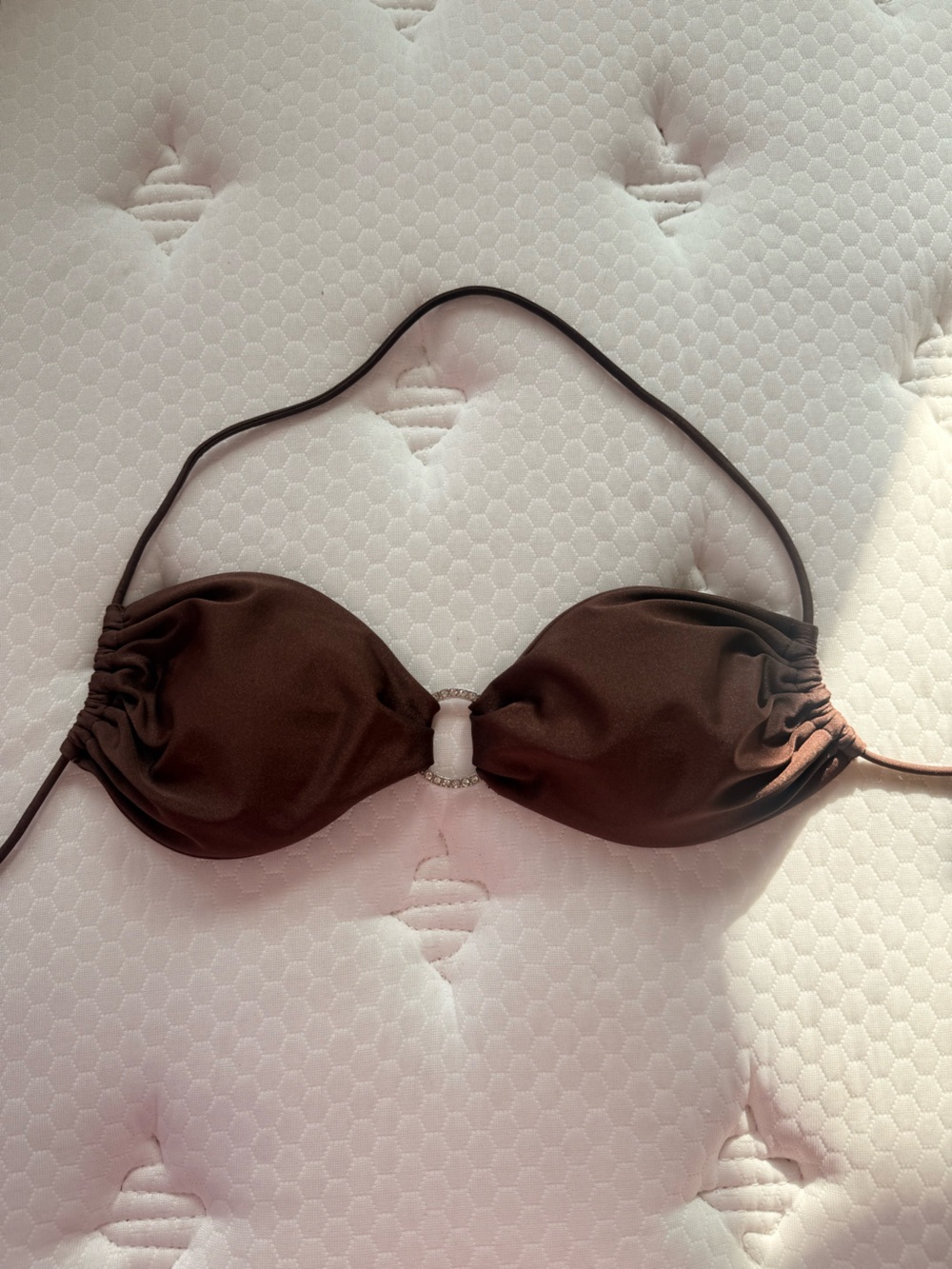 Brown Bikini Top with Decorative Ring